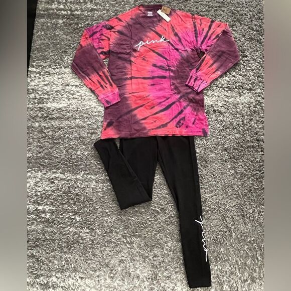 NWT PINK Victoria’s Secret Campus Long Sleeve T-Shirt and Leggings Set - Picture 3 of 11